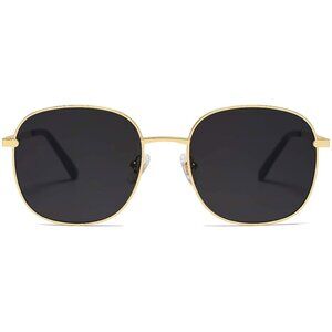 Classic Trendy Square Sunglasses for Women Men , Bright Gold/Grey